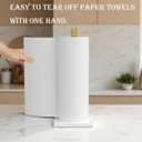 Paper Towel Holder, Marble Base Modern Decorative Countertop Standing Rolls Holder for Kitchen, Toilet, Pantry and Bathroom (Square Marble Base White)