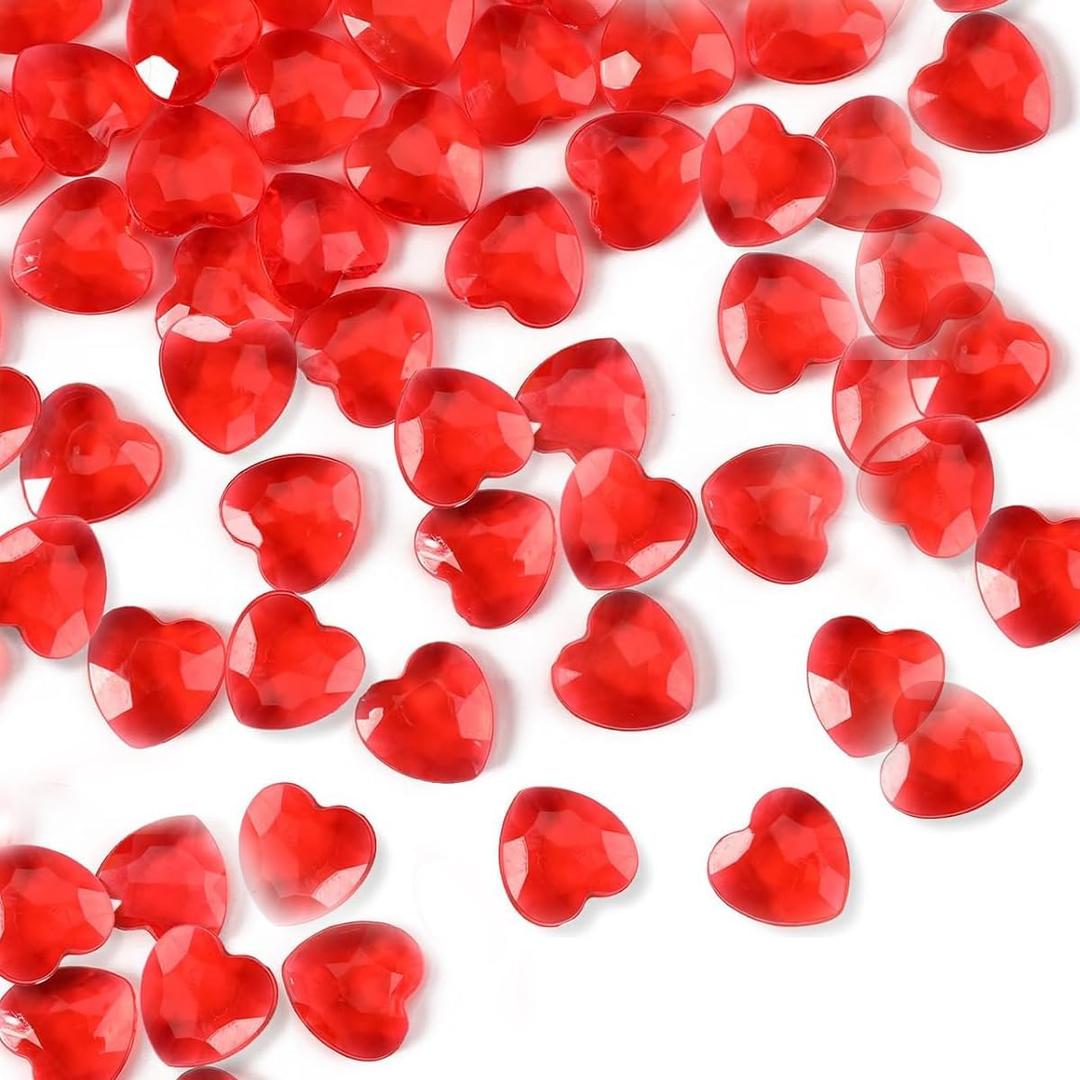Red Hearts, 1000pcs Small Red Acrylic Hearts, Tiny Plastic Heart Valentine's Day Decorations, Valentine Hearts Vase Fillers for Home Decor