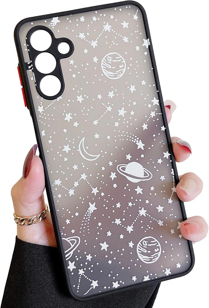 ZTOFERA for Samsung Galaxy A16 5G Case, Planet Sky Star Pattern Protective Phone Case Translucent Frosted Hard PC Back Shockproof Bumper Cover for Galaxy A16 6.7"-White