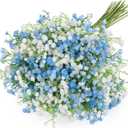 N&T NIETING Babys Breath Flowers, 15Pcs Fake Gypsophila Plants Artificial Blue White Baby Breath Flowers Bulk for Wedding Bouquets Party Home Garden Decoration, Blue & White