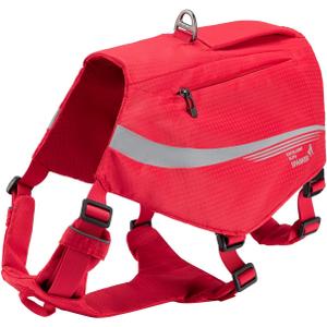 EXCELLENT ELITE SPANKER Y-Shaped Reflective Dog Backpack with Handle Pockets No Pull D-Rings Lightweight Hiking Gear for Dogs Hunting Camping Travel (Red)
