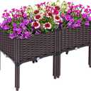 Kalolary 2 Sets Raised Garden Bed Elevated Garden Bed with Legs Patio Plant Boxes Vegetable Flowers Planting Raised Container for Indoor Outdoor Plant Fence Balcony Yard Gardening Supplies