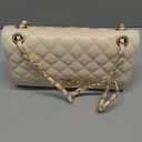 Quilted Leather Crossbody Bags for Women Trendy Ladies Shoulder Purse Satchel HandBag with Chain Strap (Beige)