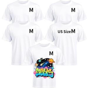 Joyclub 5 Pack White Blanks T Shirts Polyester Bulk Unisex Sublimation Shirts Wholesale Items Crew Neck Short Sleeve for Heat Transfer Adults Clothes Advertising DIY Fun (M)