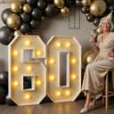 imprsv 3FT Marquee Light Up Numbers, Marquee Numbers 60th Birthday Decorations for Women Men, 60th Birthday Women Foam Board Anniversary Party Decorations Arch Kit (DIY)