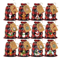 Aviski 36PCS Cotton Medium Christmas Drawstring Candy Treat Bags Buffalo Plaid Xmas Xmas Christmas Fabric Goody Gift Sacks Reusable Gift Wrapping Bags Holiday Party Favors - Red/Black