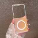 Magnetic for Samsung Galaxy Z Flip 6/Flip 5 Case Women Girls,[Compatible with MagSafe] [Holographic Iridescent Color Changing Effect] Fashion Slim Cute and Unique Matt Protective Phone Cover