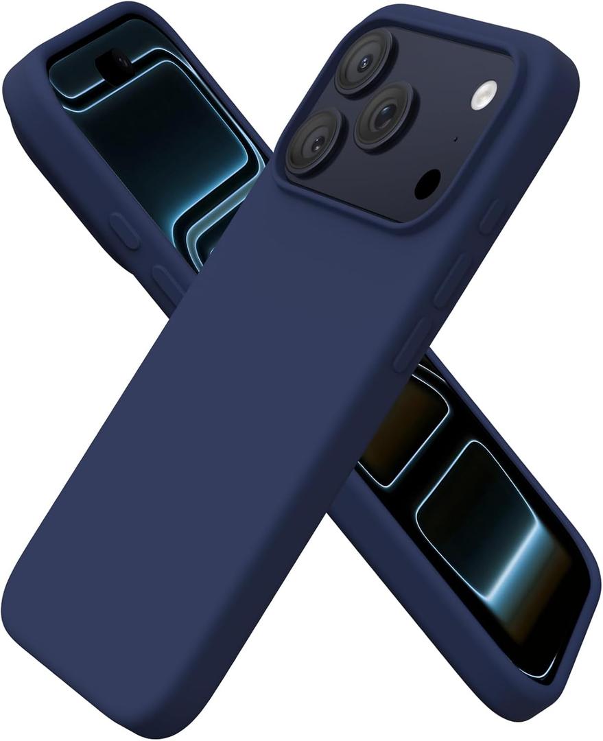 ORNARTO Compatible with iPhone 17 Pro Case 6.3", Slim Liquid Silicone 4 Layers Full Covered Soft Gel Rubber Shockproof Cover, Protective Phone Case for iPhone 17 Pro-Navy Blue