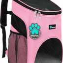 PetAmi Small Dogs and Cat Backpack Carrier, Airline Approved Pet Backpack Carrier, Ventilated, Safety Strap, Buckle Support Designed for Hiking Travel Camping Outdoor, Max 18 lbs (Pink)