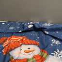 BEMIGO Christmas Kitchen Curtains, Blue Cute Snowman Farmhouse Swag Curtains, Snowflake Rod Pocket Window Valance for Kitchen, Bedroom 28" x 36",2 Panels