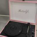 Vinyl Record Player 3-Speed Bluetooth Suitcase Portable Belt-Driven Record Player with Built-in Speakers RCA Line Out AUX in Headphone Jack Vintage Turntable Pink