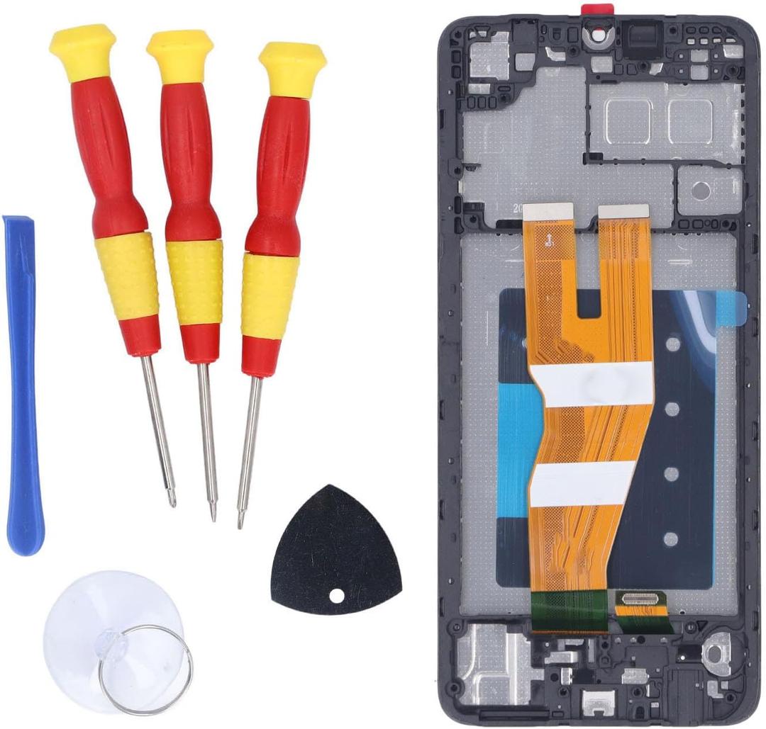 LCD Touch Screen Digitizer Assembly Replacement with Frame and Tools for A05 2023 AO55F Phone Black