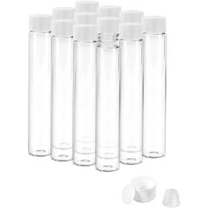 30ml Clear Glass Vials with Screw Caps and Plastic Stoppers, Small Liquid Sample Vial, Glass Tubes, Leak-Proof Vial, 12PCS(White Cap)