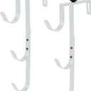 2Pcs White Pool Pole Hangers, Adjustable Heavy Duty Swimming Pool Fence Hooks for Pool Equipment, Skimmers, Leaf Rakes, Nets, Brushes, Vacuum Hose, Garden Tool Organizer