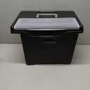 IRIS USA File Box with Lid File Organizer for Letter File w/ Organizer-Lid, Plastic Mobile Filing Organizer, Water Resistant Document Box, Portable File Box with Handle, Secure Buckle, Lockable, Black