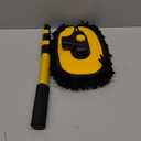 15 Curved Car Wash Brush with Long Handle 43" Extension Pole RV Truck Microfiber Cleaning Mop Auto SUV Wheel Boat Exterior Interior Detailing 2 in 1 Carwash Duster Not Hurt Paint, Yellow
