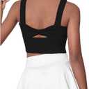 WDIRARA Girl's Twist Back Sports Bras Backless Tank Top Workout Sports Shirts for Gym (Black Plain)