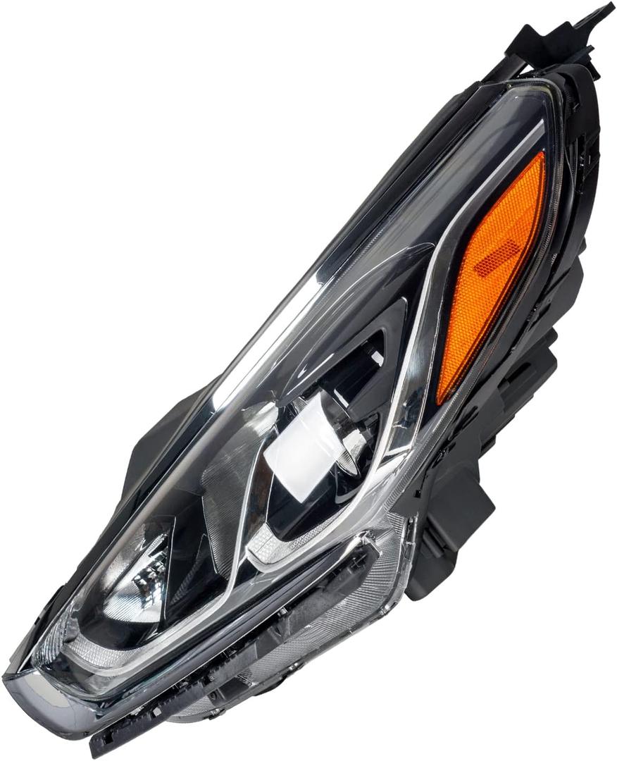 PHILTOP Headlights Assembly Compatible with 2018 2019 Hyundai Sonata,Black Housing Clear Lens Amber Reflector,Halogen Headlamps Left & Driver Side