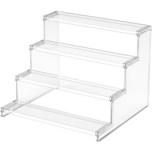 Lifewit 4 Tier Perfume Stand Organizer for Women, Plastic Display Riser, Tool-Free Assembly, Fragrance Makeup Cosmetics Shelf for Vanity Bedroom Bathroom Storage Organization, Clear, 12 Inch 1 Pcs