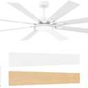 TCL Ceiling Fans with Lights and Remote: 8 Blades, Quiet Reversible DC Motor, Dimmable Super Bright LED, Noiseless Large Modern Fan for Room, Outdoor, Commercial and Industrial Use (White, 62 Inch)