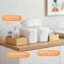 Acrylic Diaper Caddy, Changing Table Organizer with Handle & 3 Wooden Compartments, Storage for Wipe Dispenser, Baby Organizers and Storage, Perfect for Diapers Wipes Creams, Clear