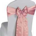 WELMATCH Blush Pink Satin Chair Sashes Ties - 50 pcs Wedding Banquet Party Event Decoration Chair Bows (Blush Pink, 50)
