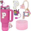 Use for Stanley Cup Accessories Charms 40oz 30oz,Compatible with Stanley Cup Letter Charms for Handle Silicone Boot,Straw Cover Topper & Sticker