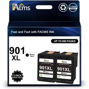 901XL Black Ink Cartridges Remanufactured for HP 901 901XL 901 XL Work for OfficeJet J4550 J4680 J4540 J4524 J4525 J4680c G510a G510b Printer (2 Packs)
