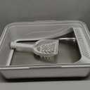 Henkelion Stainless Steel Cat Litter Box with Lid, 20" L x 14.2" W x 11.8" H, Extra Large Litter Box for Big Cats with High Sided, Anti-Urine Leakage, Easy Cleaning, Include Cat Mat and Scoop