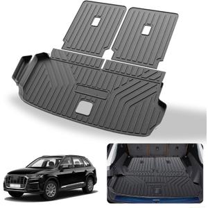 Cargo Mat & Backrest Mats Compatible with 2017-2024 2025 Audi Q7 - TPE All Weather Rear Cargo Liner Rear Trunk Liner Back Seat Cover Protector (2017-2024 Audi Q7)