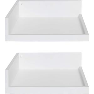 Kate and Laurel Levie Modern Floating Corner Wood Wall Shelves, 12 x 12 Inches, 2 Pack, White, 2 Piece