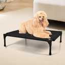 Raised Dog Bed Cooling Cot for Indoor Outdoor Use Portable Waterproof Mesh Pet Bed Washable for Large Medium Small Dogs, Black