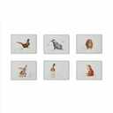 Pimpernel Wrendale Designs Assorted Animal Motif Placemats, Set of 6 - Cork Backed Table Mats with 5mm Thick Board, Heat Resistant to 212°F, Stain Resistant Dining Tableware for Kitchen/Dining Room