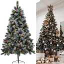 6.5Ft Prelit Classic Blue Spruce Artificial Christmas Tree with LED Lights, PE Needle Foliage, 'Feel Real' Artificial Christmas Tree with Timed Remote Control and Foot Switch Device, Christmas Decor