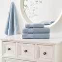 Light Blue Towel Sets for Bathroom 6Pcs, Turkish Cotton Bath Towel Set Soft Highly Absorbent and Durable 650 GSM Luxury Bathroom Sets with 2 Bath Towels, 2 Hand Towels, 2 Washclothes
