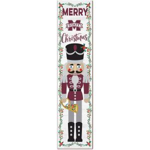 KH Sports Fan Mississippi State Bulldogs Nutcracker Porch Leaner, 11x46 Inches, Bulldogs Outdoor Christmas Sign; Display Some Holiday Cheer with This Mississippi State Bulldogs Nutcracker Sign
