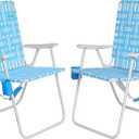 SunnyFeel 15" Tall Folding Webbed Lawn Beach Chair for Adults 2 Pack, Oversized Portable High Seat Sand Chair Heavy Duty 300 LBS, Foldable Camping Chairs for Camp/Outdoor/Picnic/Concert/Sports