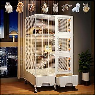 Large Multi-Level Small Animal Metal Cage Indoor Play Pen, Suitable for Ferrets, Squirrels, Guinea Pigs, Rabbits, Cats, Mice, Sugar Gliders Small Animal House and Enclosure (27.9" Lx 18.1" W x51.6 H)