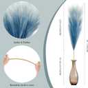 KALYLOC 8Pcs 35.4 Blue Colorful Faux Pampas Grass, Fluffy Artificial Bulrush Branches Boho Decor, Filler Tall Pampas Grass Reed Fluffy Stems for Living Room Wedding Decoration