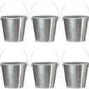 Galvanized Tin Metal Buckets with Handle, 6 Pack 5.91 Inch Iron Pail, Easter Bucket, Pencil Holder and Flower Pots, Craft Supply Holders for Events, School Storage and Party (Silver)