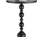 Side Table - Small Round Metal Accent Table for Living Room, Bedroom, Office - Modern Matte Black Pedestal Coffee Table for Small Spaces - 21" Height, Compact Drink Table for Sofa, Corners