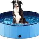 Jasonwell Foldable Dog Pool Collapsible Hard Plastic Dog Swimming Pool Portable Kiddie Pool Pet Pool Doggie Wading Pool Bath Tub for Puppy Small Medium Large Dogs Cats and Kids 39.5" (Plastic Board Blue)