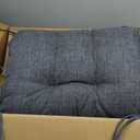 QILLOWAY Outdoor Seat/Back Chair Cushion Tufted Pillow, Spring/Summer Seasonal All Weather Replacement Cushions. (Charcoal Grey/Black) (Set Of 1)