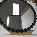 Round Vanity Mirror with Beaded Frame, 28 Inch Circle Wall Mirror for Bedroom Dresser, Entryway, Bathroom, Living Room, Decorative Hanging Wall Mirror, Black