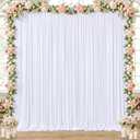 10x10ft White Backdrop Curtain for Wedding Parties Wrinkle Free Fabric White Drapes Backdrop Decoration for Baby Shower Birthday Photography Decoration 2 Panels, 5ft x 10ft