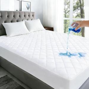 Twin XL Mattress Protector Waterproof Washable Mattress Padded Cover Fitted Extra Long College Dorm Size Bed Protection Noiseless Plastic Bed Pad Deep Pocket Up to 18 Soft and BreathableWhite (Pattern-2-white)
