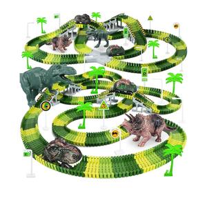 Dinosaur Toys,Create A Dinosaur World Road Race,Flexible Track Playset and 2 pcs Cool Dinosaur car for 3 4 5 6 Year & Up Old boy Girls Best Gift