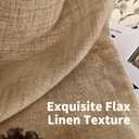YoungsTex Burlap Linen Curtains 63 Inch Length for Living Room Window, Textured Semi Sheer Drapes Light Filtering with Rod Pocket Back Tab for Farmhouse Bedroom, Toffee, 52 X 63 Inch, 2 Panels