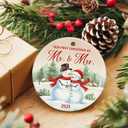 3 x ZAGKOO First Christmas Married Ornament 2025 - Mr and Mrs Gifts, Wedding Gifts for Couples, Wedding Gift for Newly Wed, Just Married, Bride, Bridal Gift Ideas - 1st Snowman Ornament Decoration