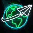 Earth Neon Sign for Classroom Decor Dimmable Adventure Neon Light for Wall Decor USB Powerd LED Sign for bedrooms, study rooms, kids' rooms Gift for Children (15.5 * 11.6 inches)